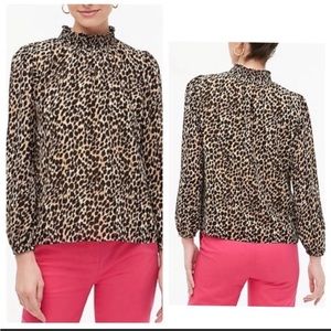 J Crew Long Sleeve Mockneck Leopard print size XS